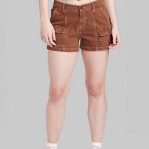 NWT Wild Fable Brown Mid-rise Utility Shorts Women's Size XL